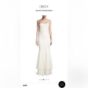NWT LIKELY aurora trumpet gown white size 4